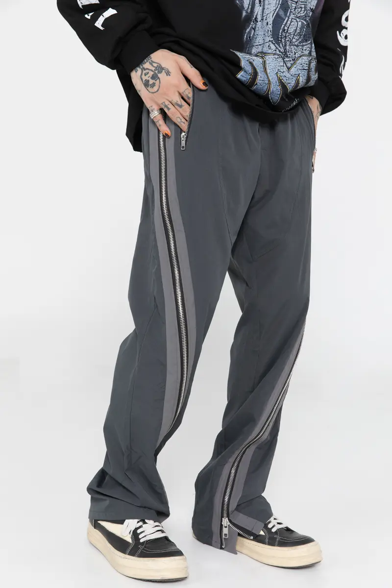Men's Side Zipper Straight Micro Flared Overalls
