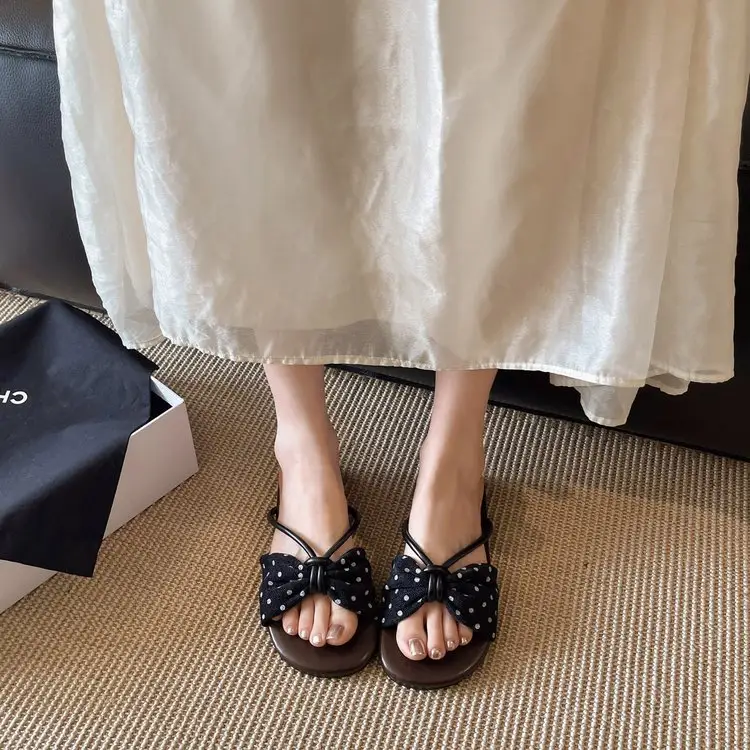Women's Sweet Polka Dot Bow Versatile Open