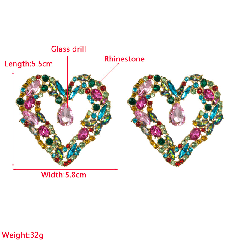 Title 1, Ins Style Creative Heart Stud Earrings Alloy Pl...