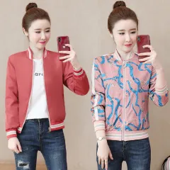 Two Sided Wear Coat Women's Loose Thin Double Sided Baseball Jacket Top - Rose Red - View 1