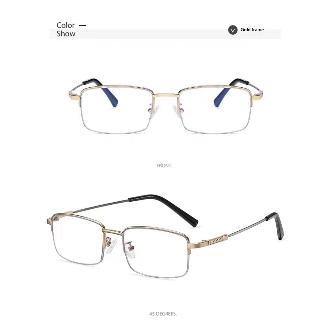 LJGOOD  Racing High Qilan Same Half Frame Glasses Men’s And Women’s Anti Blue Light Goggles Presbyopia Glasses 2358