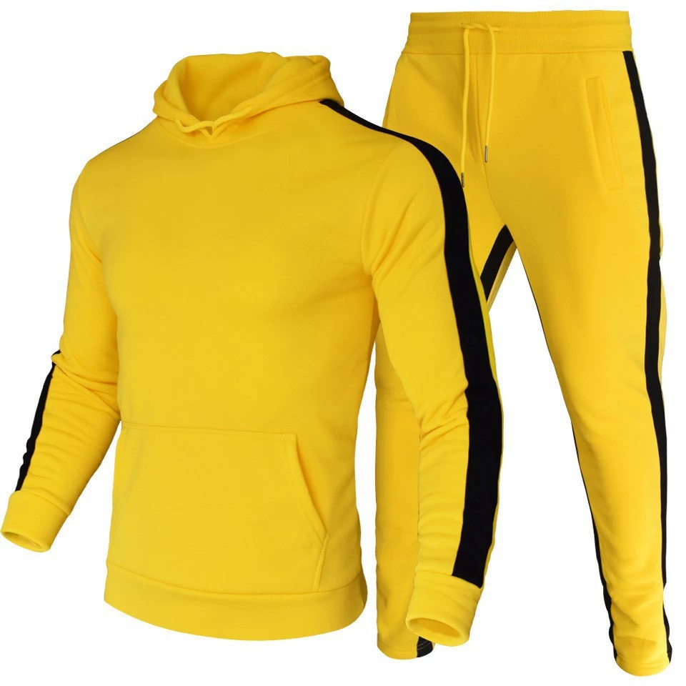 Men's Solid Hoodie Sweatshirt Tracksuit, Spring Autumn Casual Sports 2 Piece Set