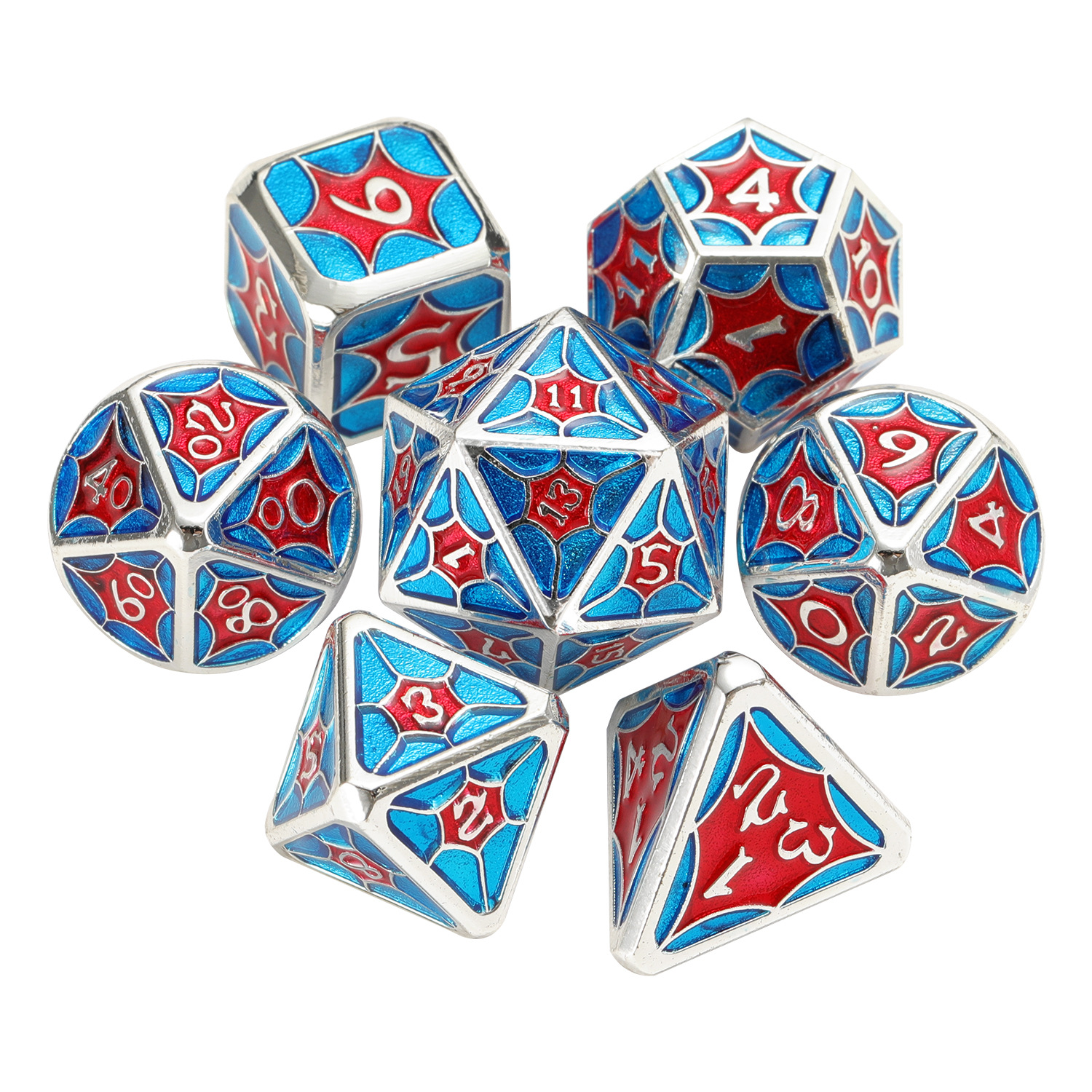 7pcs Set Of Metal Multi-sided Dice Enamel Plating (Phnom