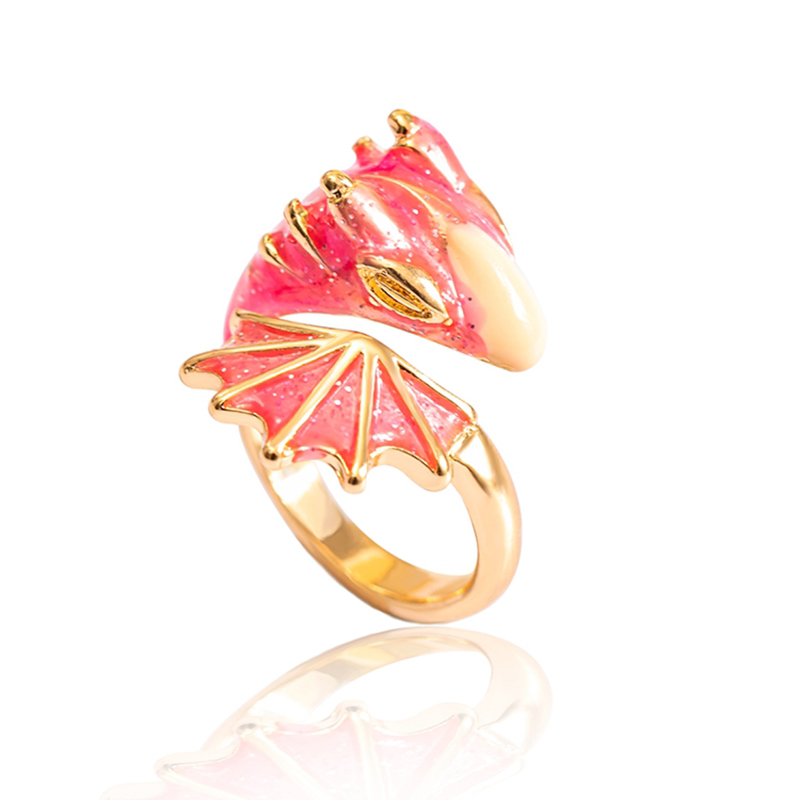 Boho Blue Green Pink Red Dragon Wing Adjustable Rings For Women