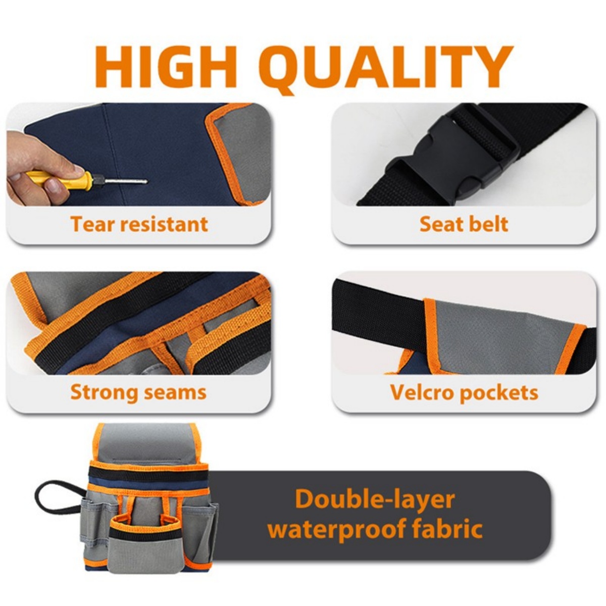 Double Tool Belt Pouch 12 Pocket Heavy Duty Joiners Carpenter Builders Nails UK — image 7