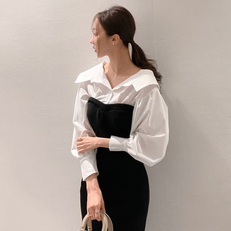 Contrast Panel Slim Fit Women's Dress