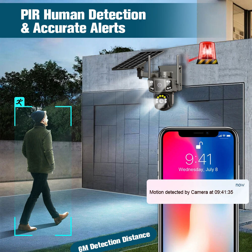 Outdoor Solar Security Camera Wifi Solar Battery CCTV Surveillance Wireless UK