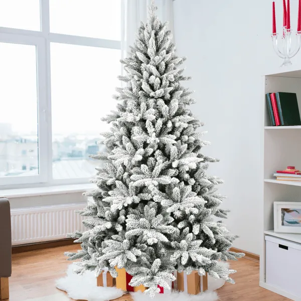7ft Flocked Christmas Tree With 1514 Tips, Realistic PE PVC Snowy Hinged Tree With Metal Stand, Full Artificial Xmas Tree For Holiday Decoration ... Default Title - Shop at LoveMi