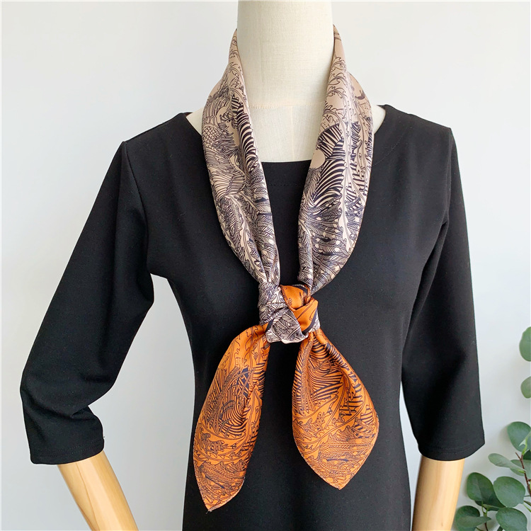 Silk Heavy Plain Crepe Satin Square Scarf