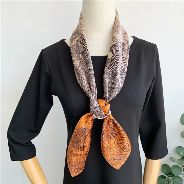 Silk Heavy Plain Crepe Satin Square Scarf Yellow - Shop at LoveMi