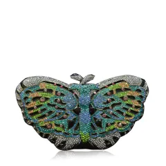 Women's Handmade Diamond Butterfly Shaped Chain Clutch - View 1