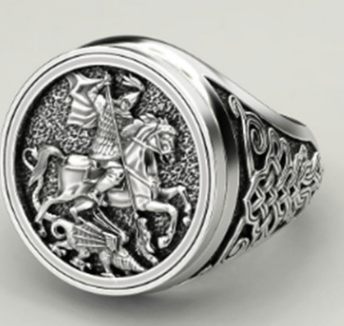 Men's Domineering Knight Silver Plated Finger Ring Day Gift