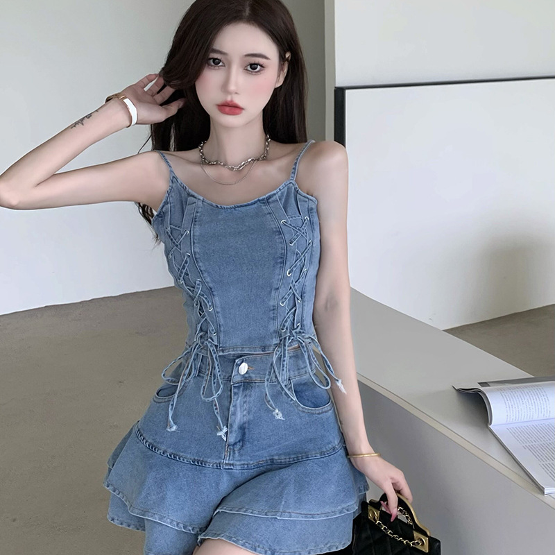 Suspender Top Temperament Slim Skirt Two Piece Women's