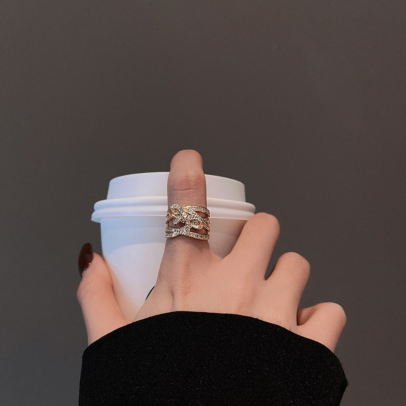 Open Adjustable Women's Micro-inlaid Butterfly Ring