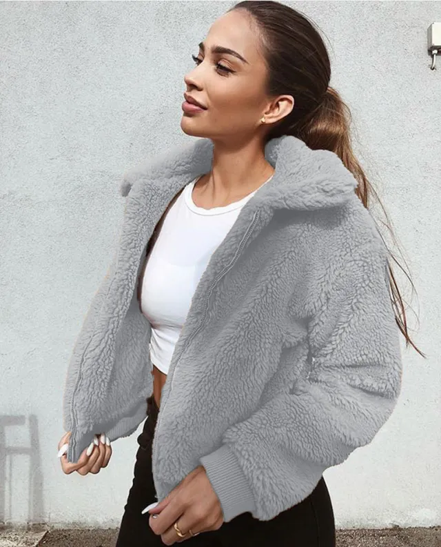 European And American Slim Women's Woolen Jacket Grey - Shop at LoveMi