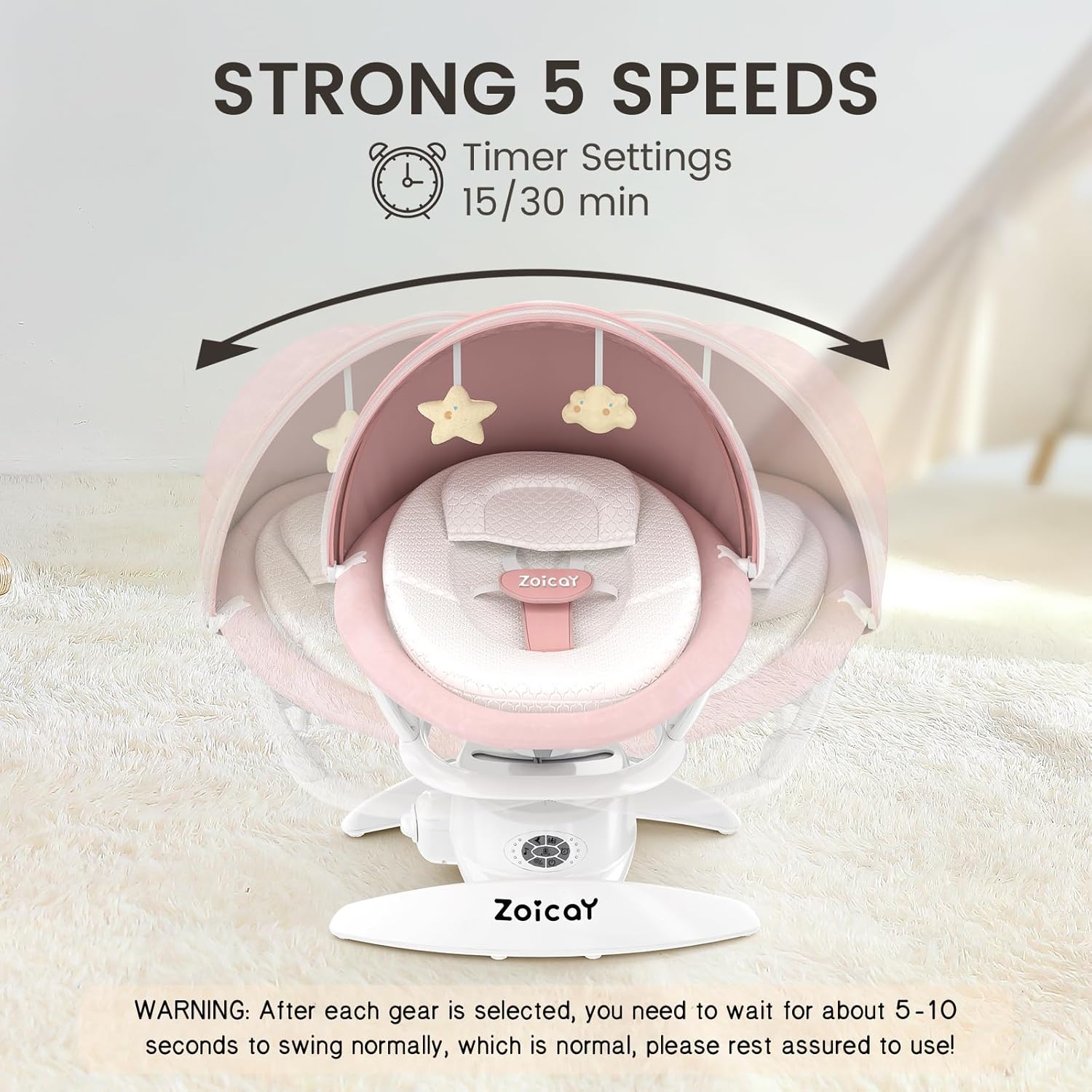Baby Swing For Infants With Motion Detection, Electric Baby Swing With 3 Swing Modes, 12 Lullabies  5-Speeds