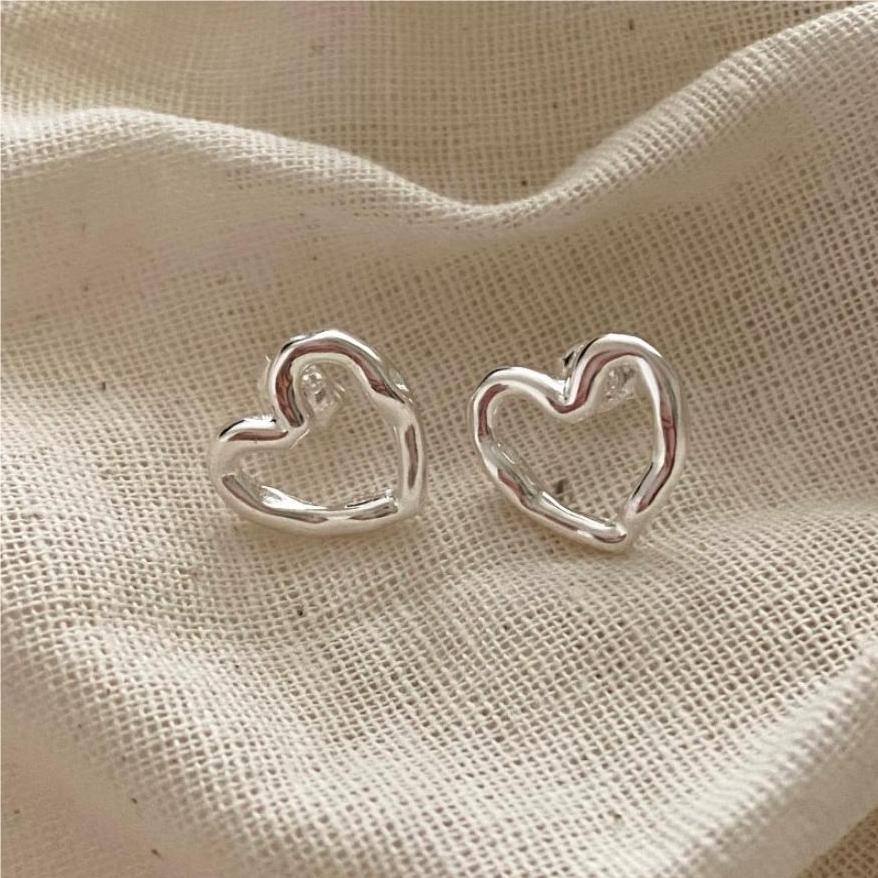 Title 1, Orecchini a cuore vuoto in argento sterling S92...