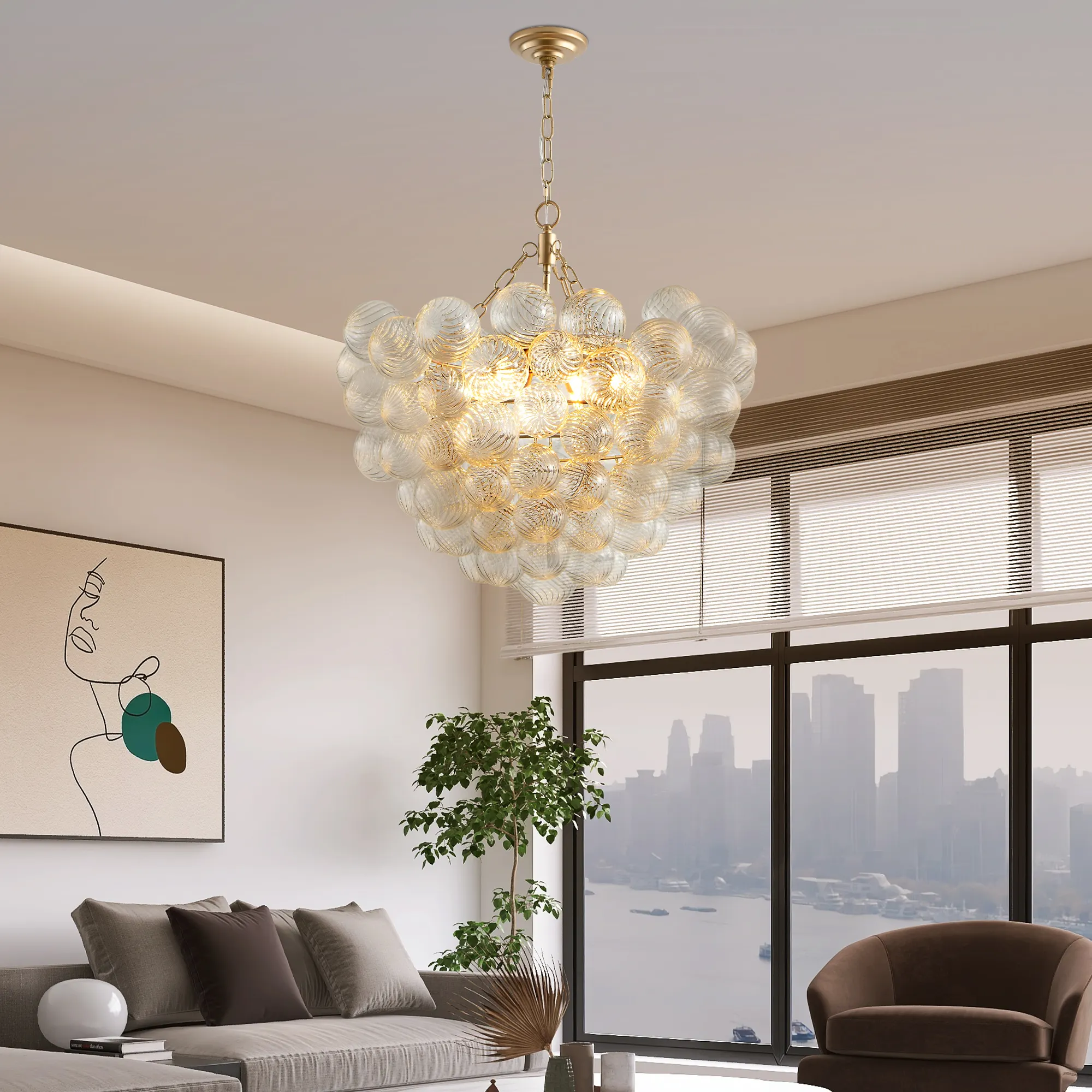 23.6-Inch Gold Pendant Light Chandelier
