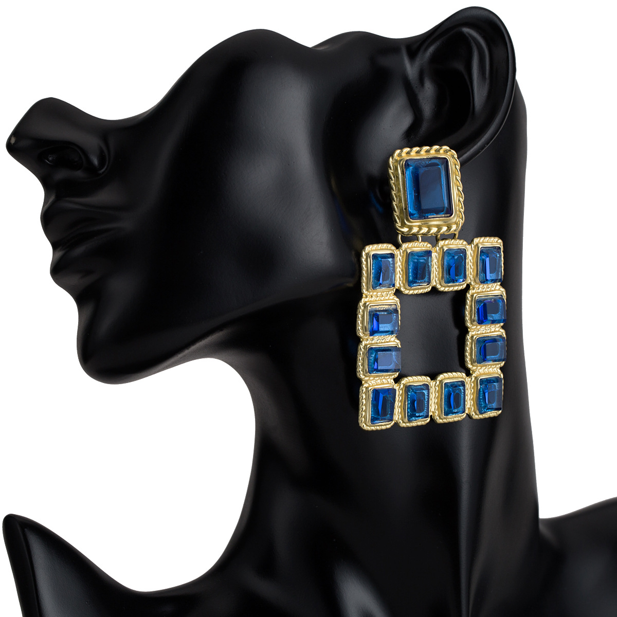 European And American Exaggerated Personality Square Inlaid Acrylic Earrings