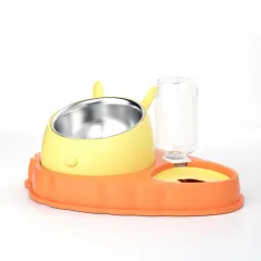 Double Bowl Stainless Steel Carrots Antiskid Pet Feeding Tool Tilt Design Carrot Appearance Dog Bowl For Indoor Pets Products - Orange - View 1
