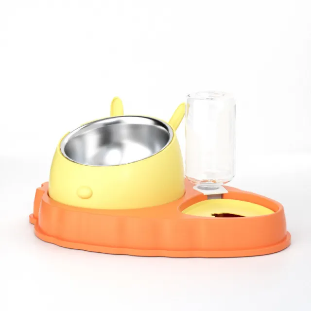 Double Bowl Stainless Steel Carrots Antiskid Pet Feeding Tool Tilt Design Carrot Appearance Dog Bowl For Indoor Pets Products Orange - Shop at LoveMi