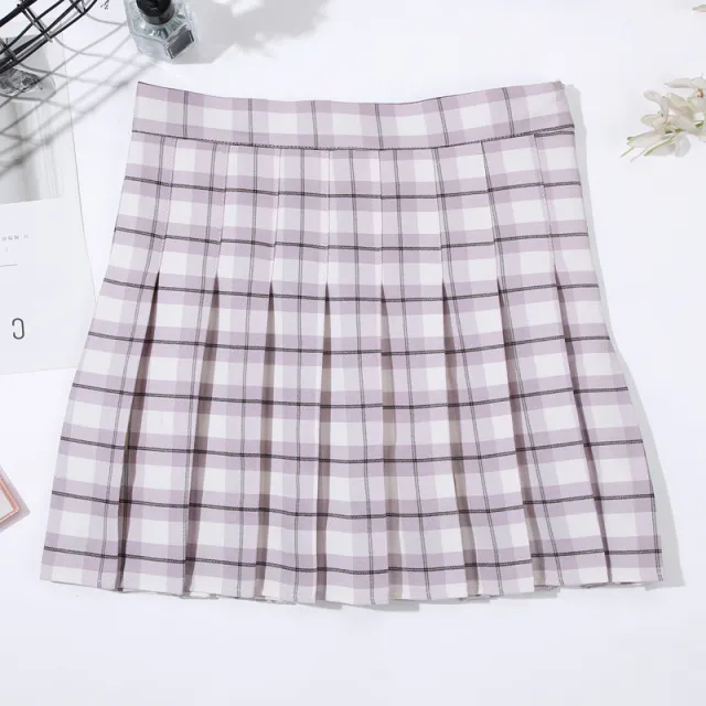High waisted Slimming proof Sweet A line Pleated Skirt B993 - Shop at LoveMi