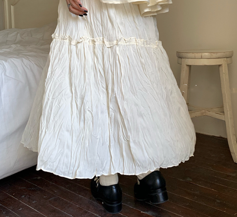 Women Autumn And Mid Length Wrinkled Skirt