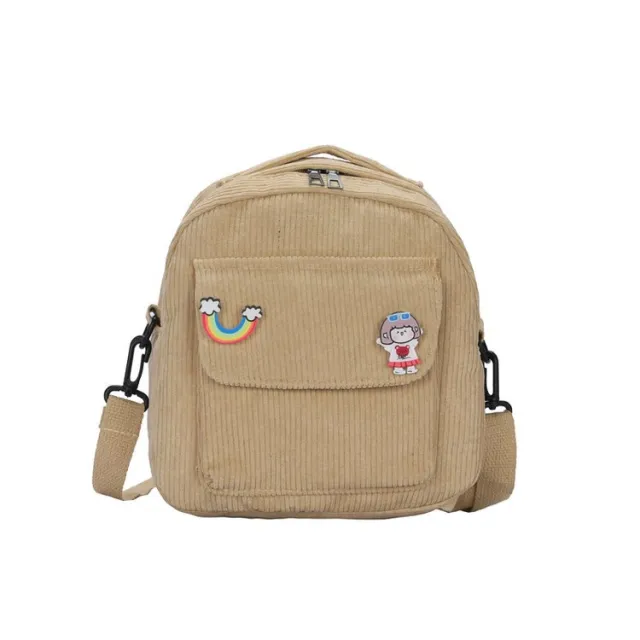 Women's Fashion Corduroy Solid Color One Shoulder Messenger Bag Khaki - Shop at LoveMi