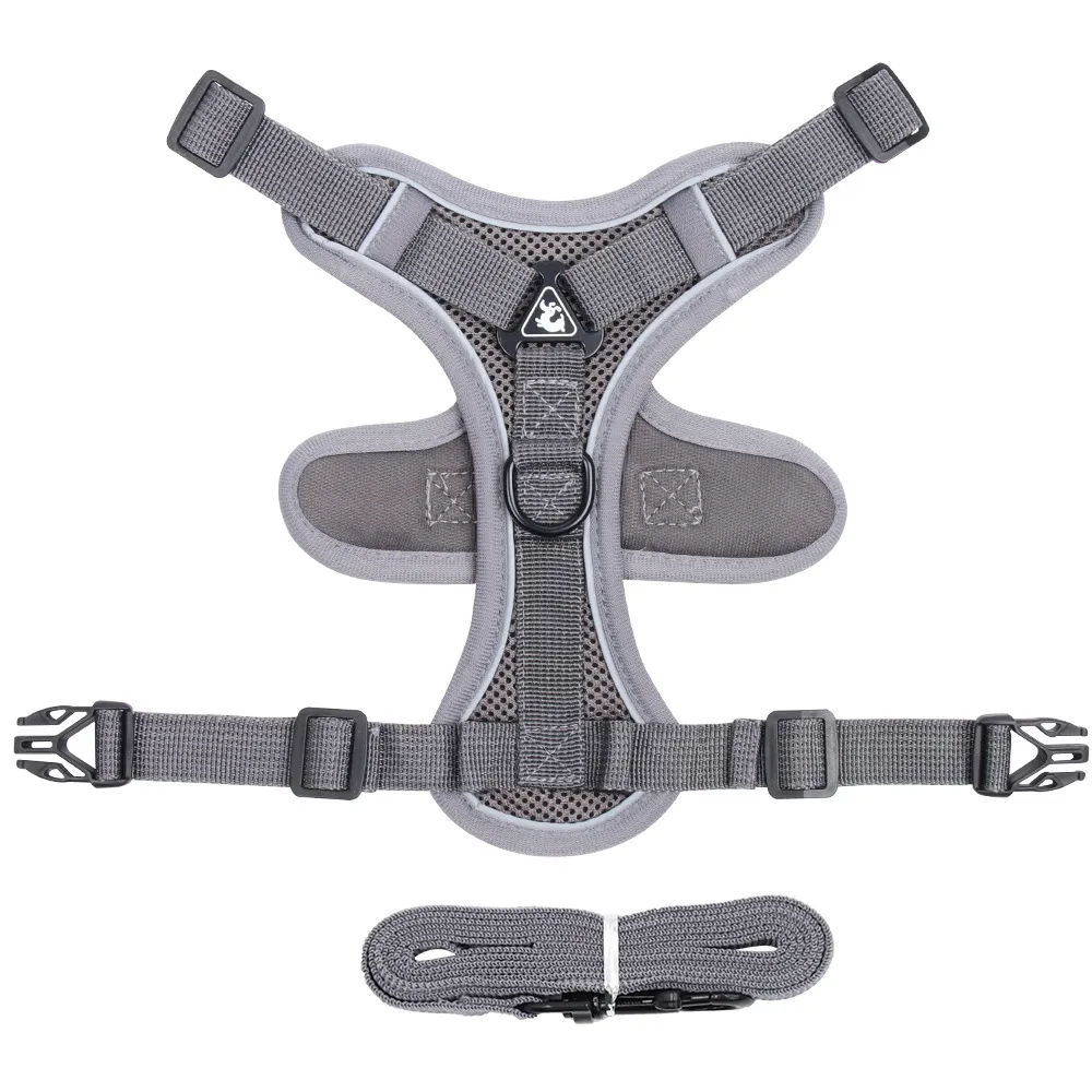 Summer Cat Chest Harness And Leash, Anti-Escape Adjustable Soft Mesh Cat Leash And Chest Harness Set For All Types Of Cats Cat Vests - Gray