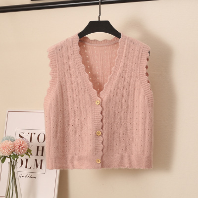 Woolen Knitted Vest Women's Tank Top Spring And Autumn Pink - Shop at LoveMi