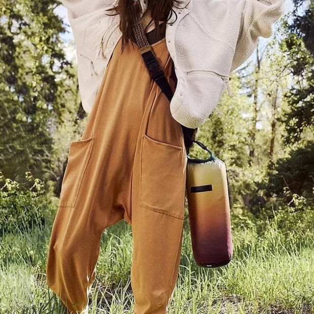 Women's Fashion Simple Large Pockets Strappy Pants