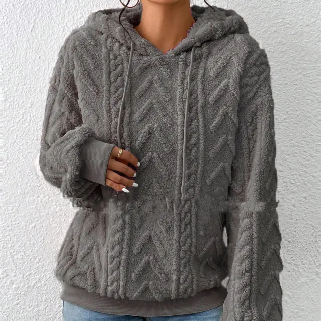 Flannel Hooded Loose Plush Coat Medium Gray - Shop at LoveMi
