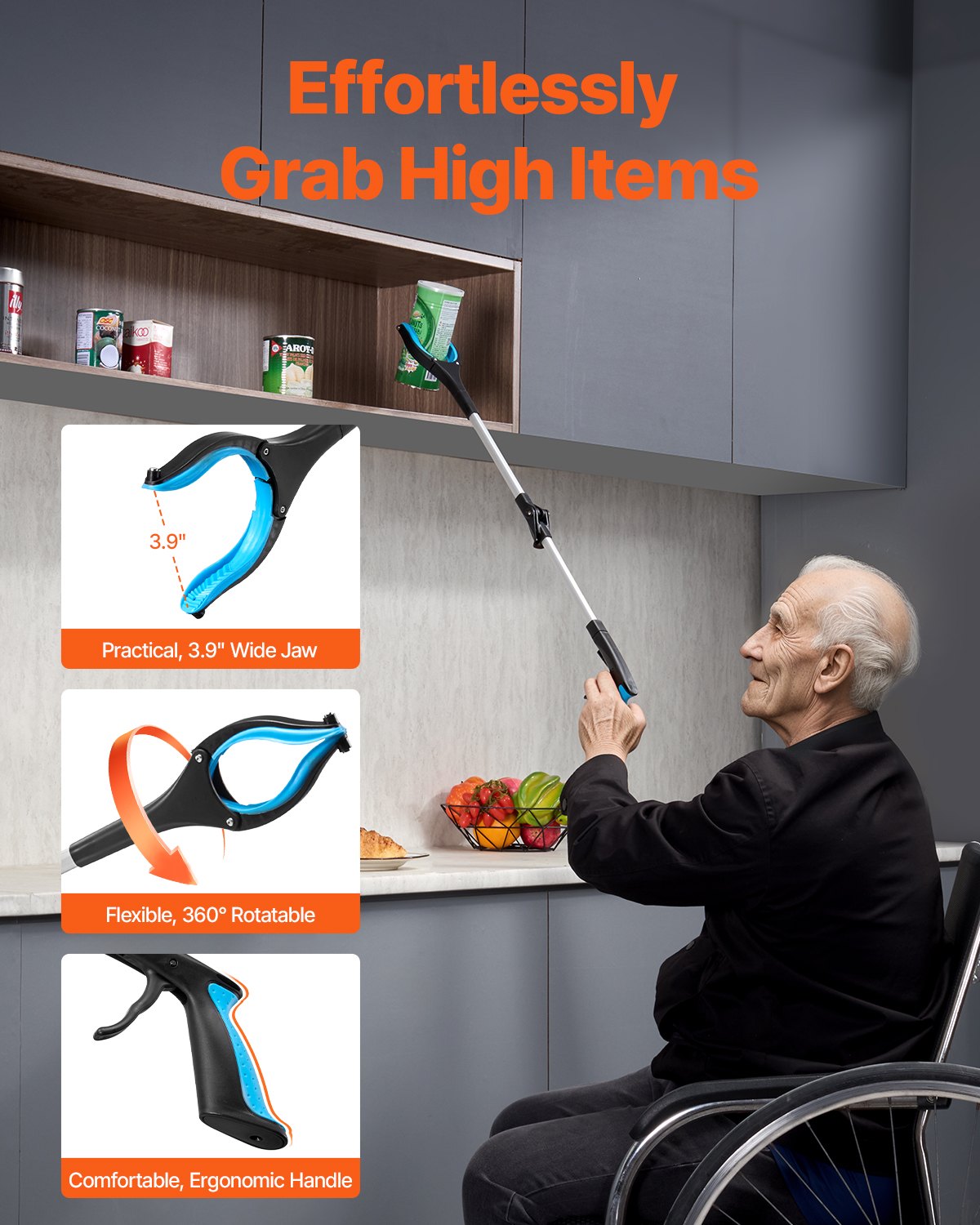 Grabber Reacher Tool, 2-Pack Foldable Reacher Grabber Pickup Tool With 360 Rotating Jaw & Magnets… image 2