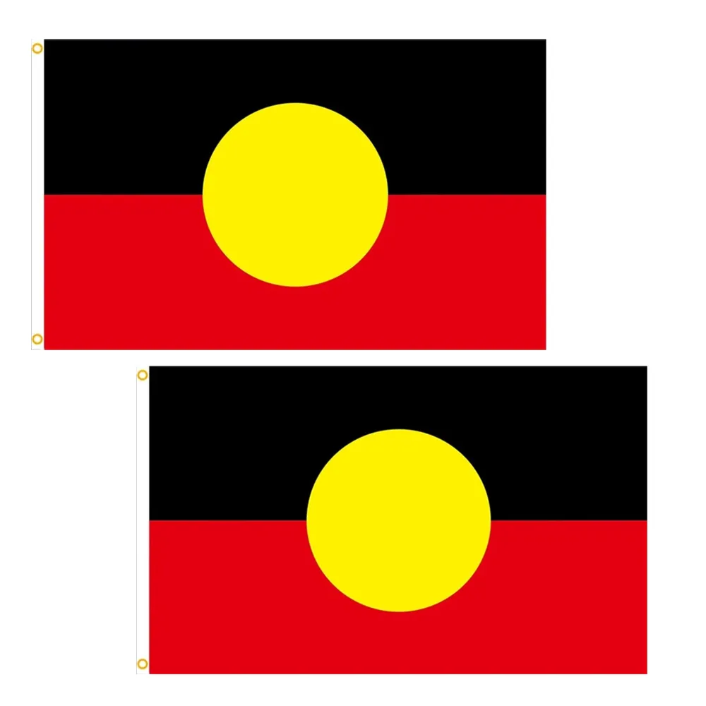 Aboriginal Flag 150x90cm Brass Grommets Heavy Duty Australian Indigenous Outdoor 5 Foot Flag - 2Pcs
