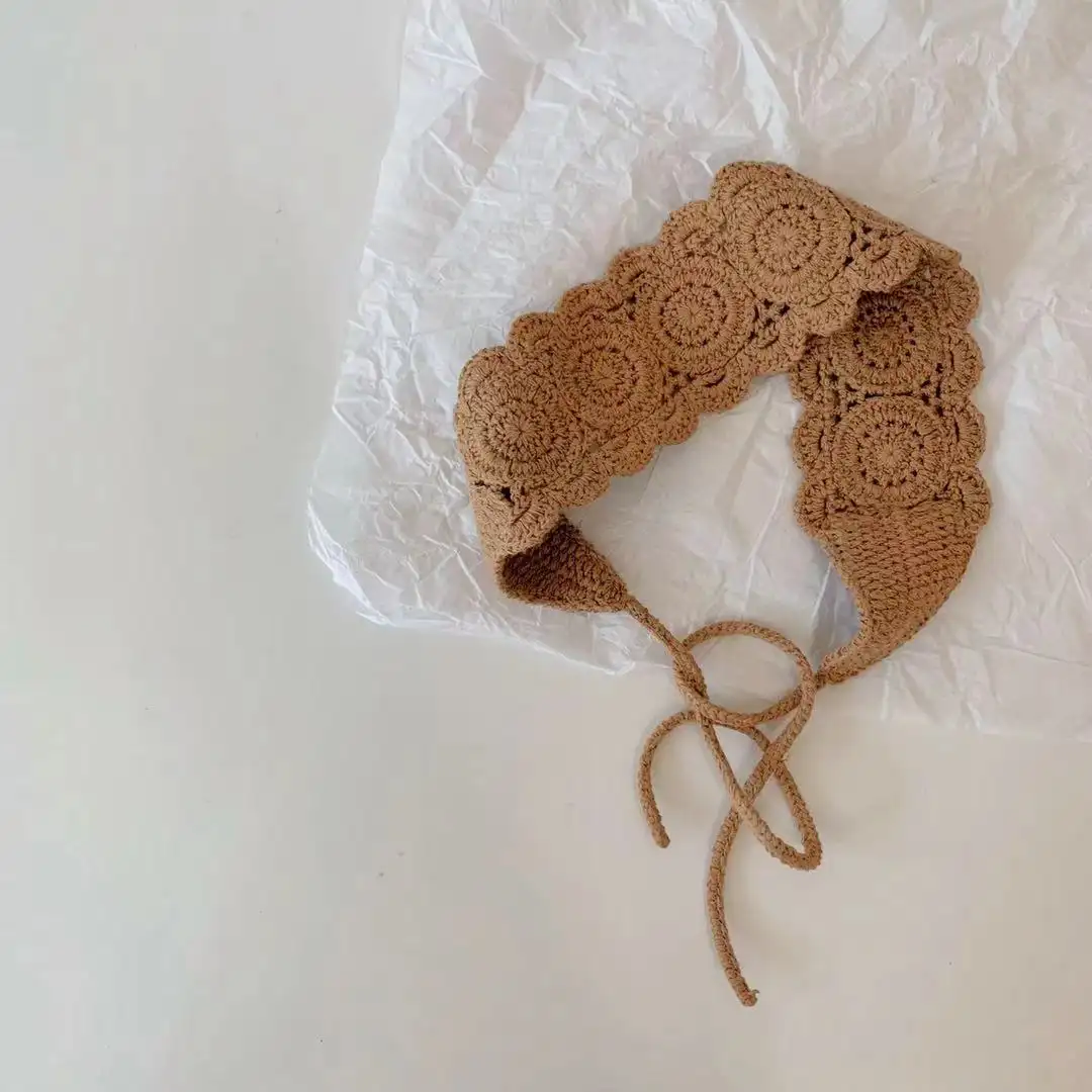 Solid Color Hollow Lace Children's Headband Knitted