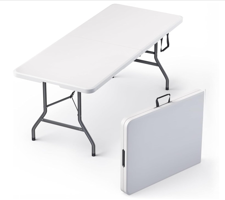 Portable 1.8m Bi-Fold Table For 8 People, Heavy Duty Steel Frame HDPE — image 3