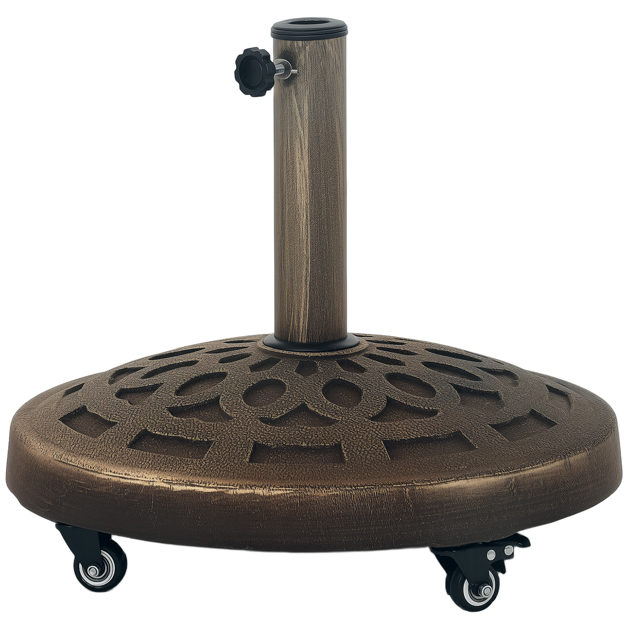 Round Patio Umbrella Base With Wheels, 46 Lbs Resin Umbrella Stand Base, Heavy Duty Patio Umbrella Holder For 1.31.51.9 Umbrella Poles For Outdoor,... Bronze - Shop at LoveMi