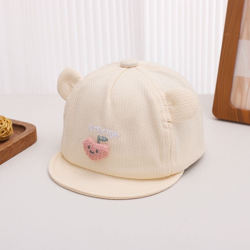 Spring And Summer Mesh Breathable Baby Soft Brimmed Bow Cap Embroidered Letters Cute Cherry Ears Baby Casual Sun Hat 3