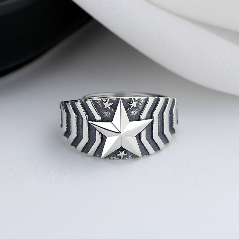 European And American Style Exaggerated Wide Version Five-pointed Star Ring