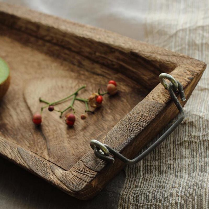 Title 3, Retro Rectangular Old Tray Wooden Fruit Plate