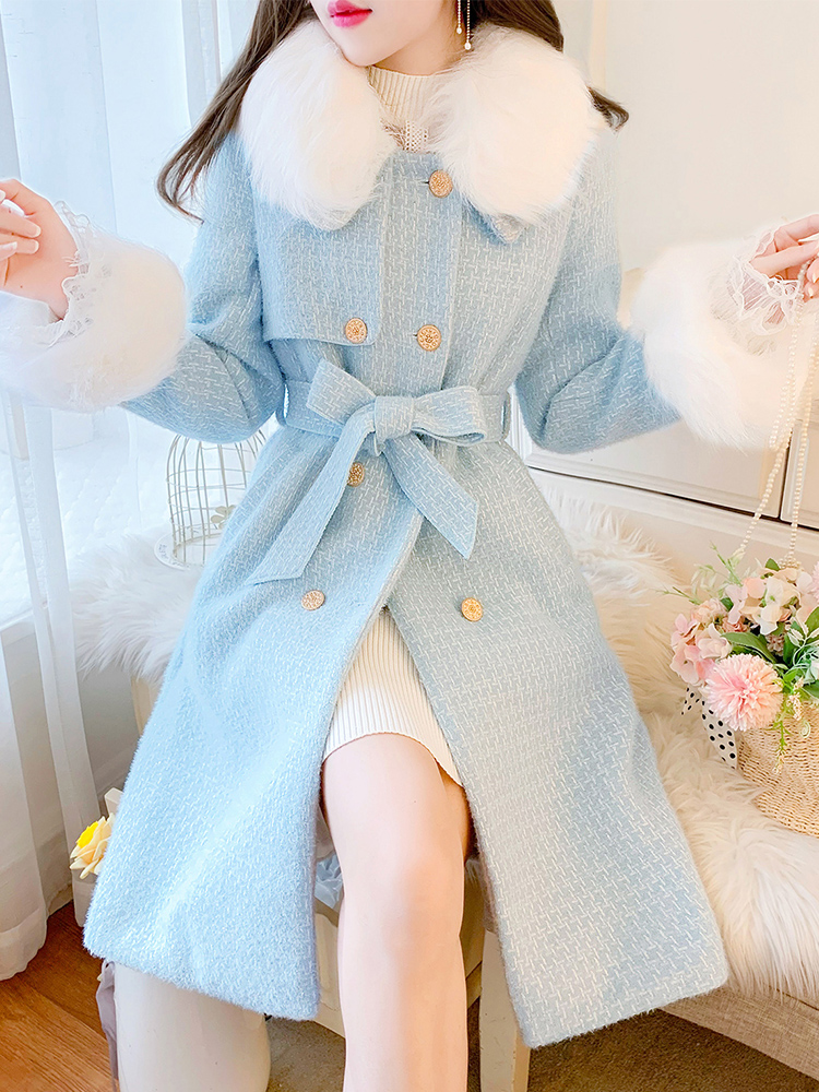 Women's Long Over Knee Woolen Coat