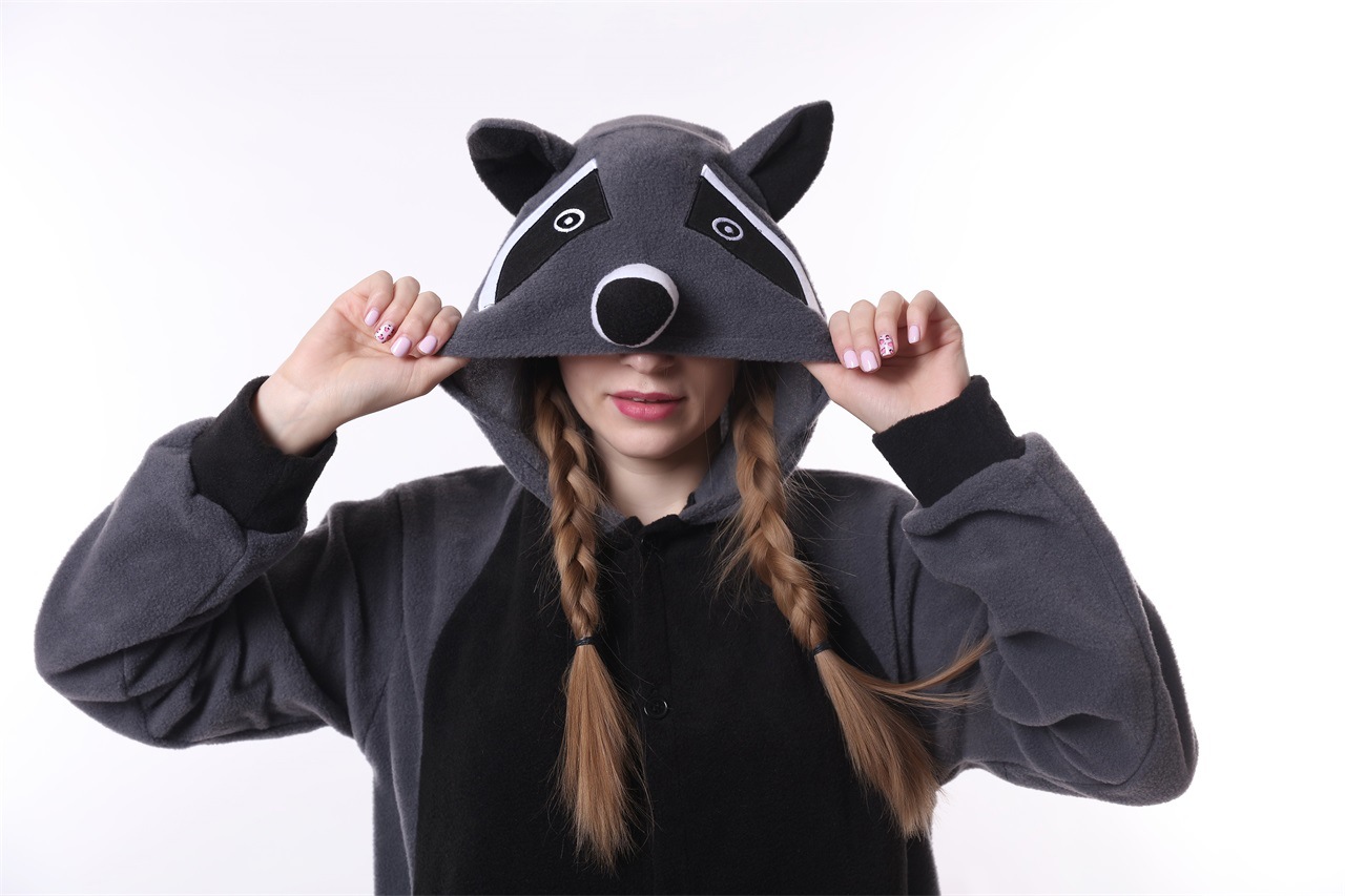 Title 7, Grey Raccoon One Piece Pajamas Autumn And Winte...