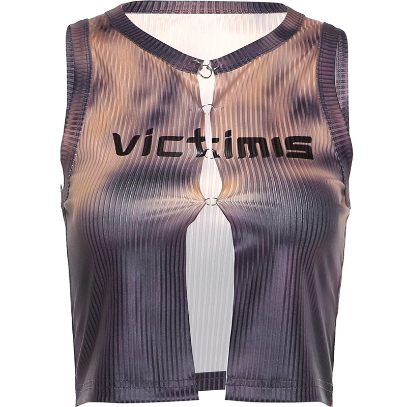 Design Sense Hollowed Out Slim Sleeveless Top Summer