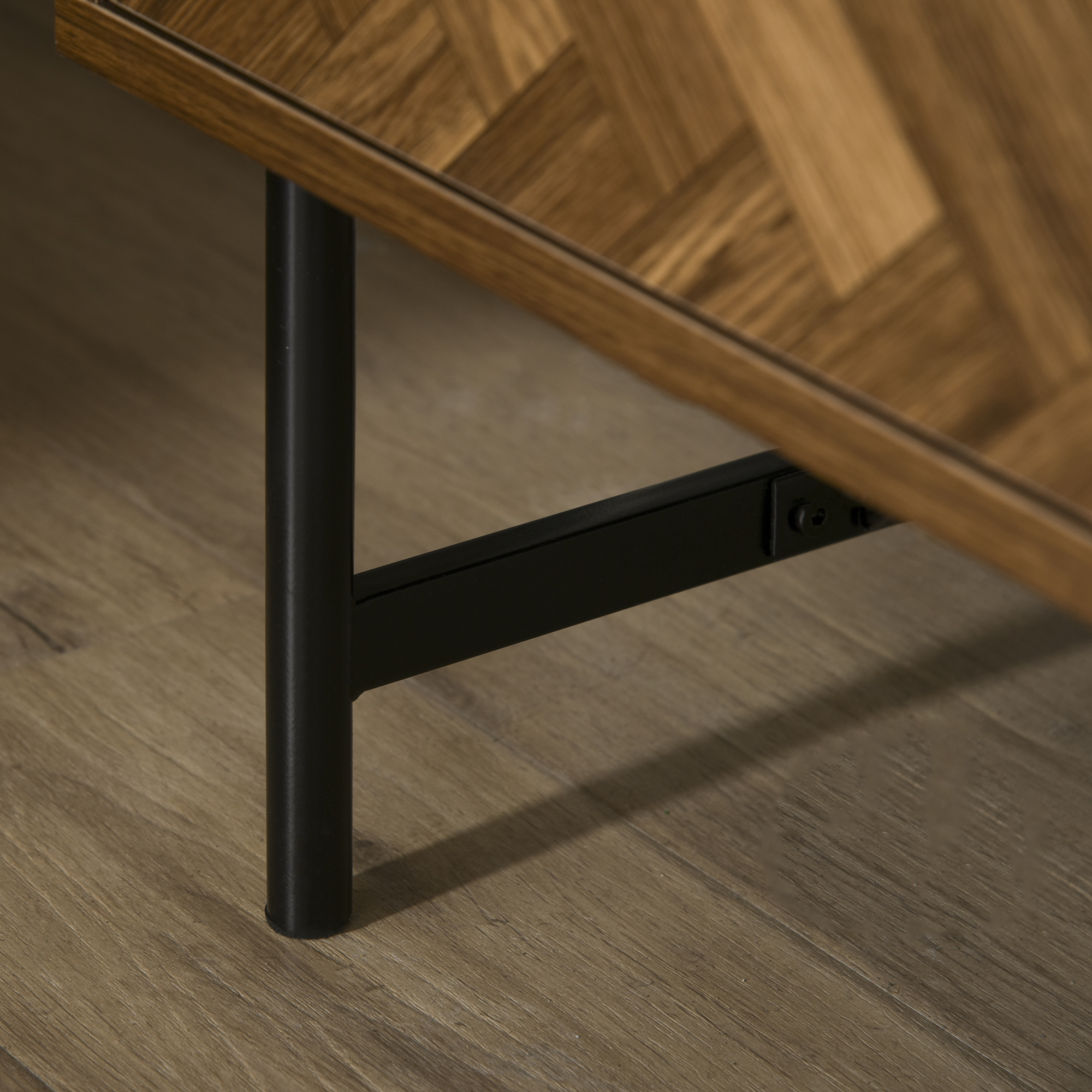 Bedside Table With Two Drawers, Side Cabinet Storage Unit Metal Handles — image 4