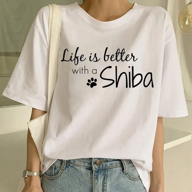 Women's Fashion Shiba Inu Dog Round Neck T shirt 2405Style - Shop at LoveMi