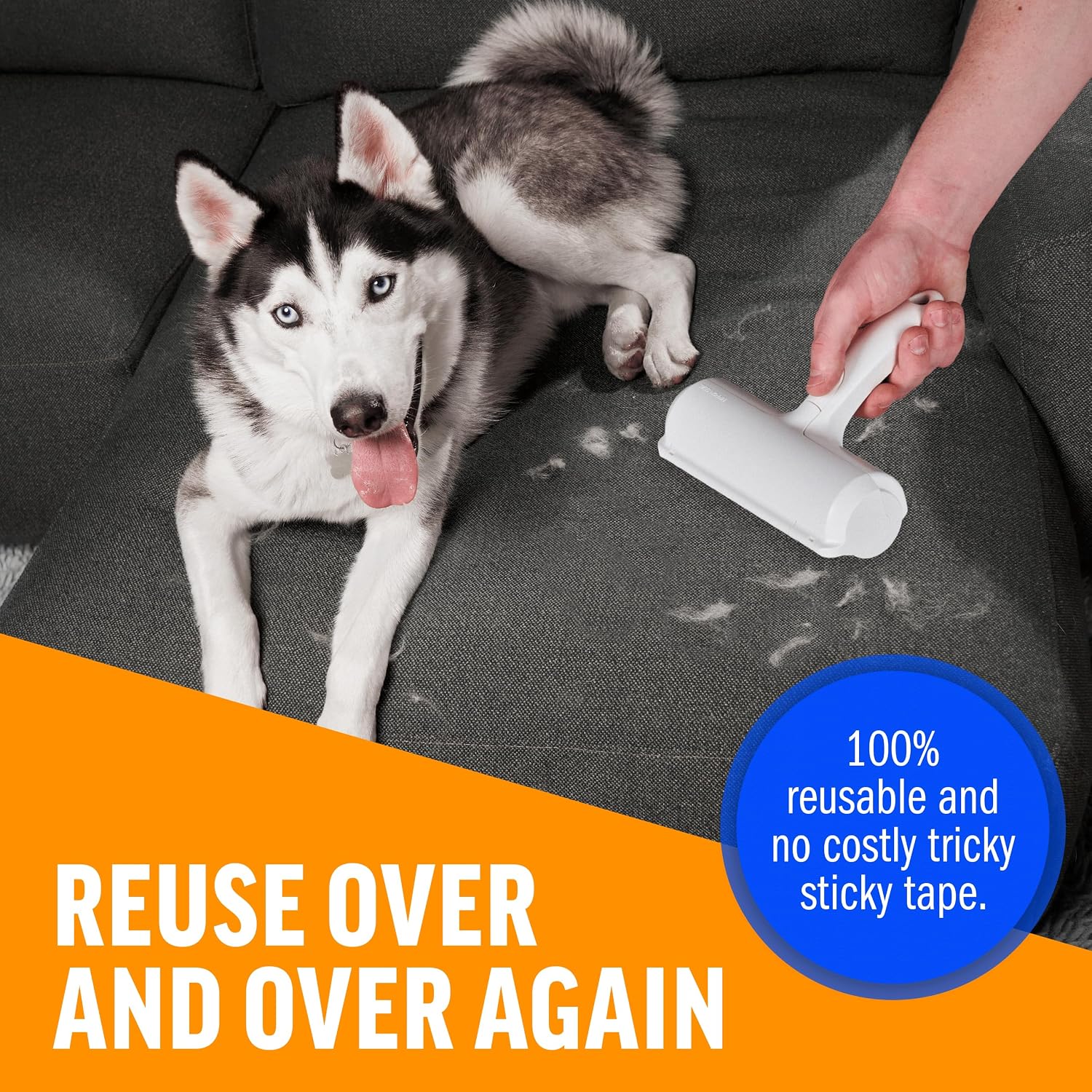 Reusable Pet Hair Remover Roller, Portable Lint Roller For Cat And Dog Hair On Furniture, Couch, Carpet, Car, Rugs And Bedding