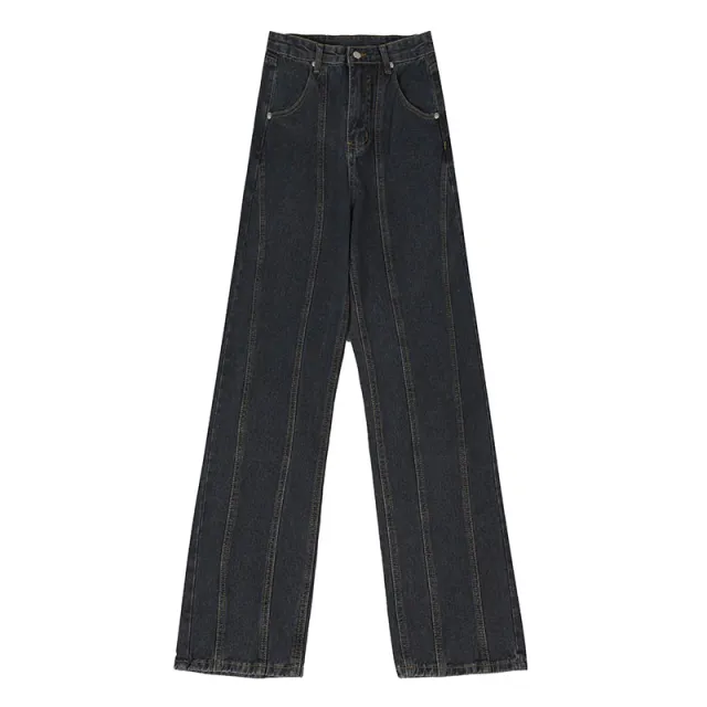 Women's Loose fitting High waisted Straight legged Wide Leg Pants Blue - Shop at LoveMi