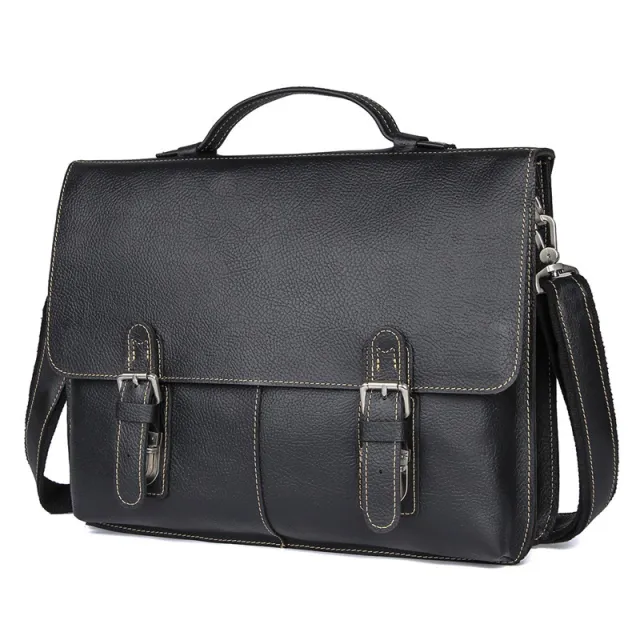 Men's Retro Casual Leather Business Briefcase Black - Shop at LoveMi