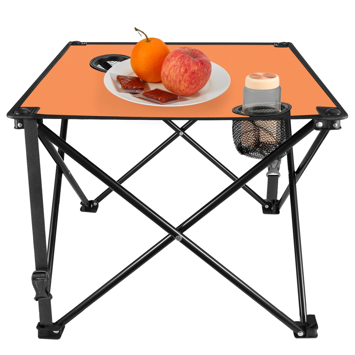 1Pc 2Pc Options Foldable Camping Table Portable Picnic Table Lightweight Travel Desk With 2 Cup Holders Carrying Bag Color Options Black Orange Green Red Blue Navy Blue image 31