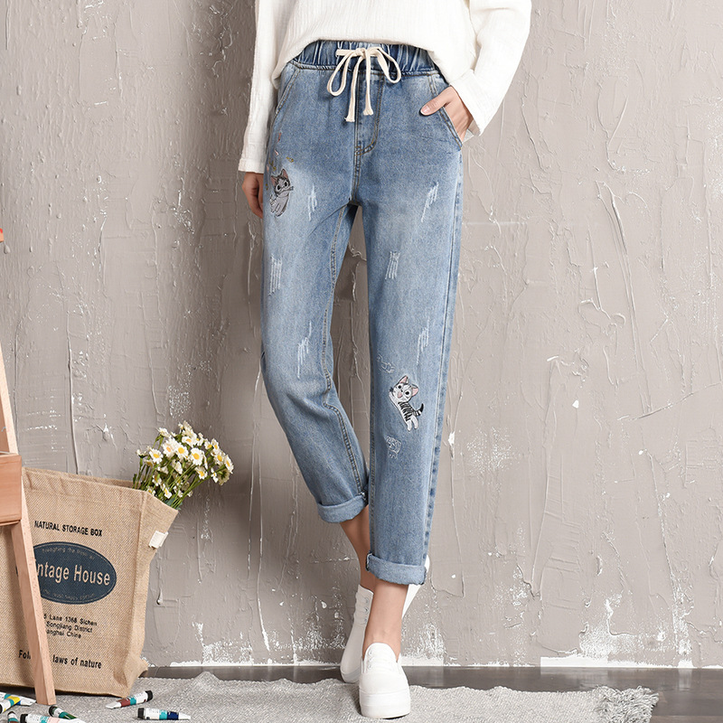 Women's Fashion Slim Fit Straight Jeans Light Blue - Shop at LoveMi